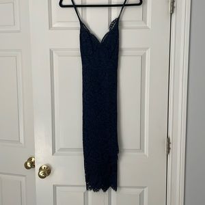 Navy semi formal high low cocktail dress